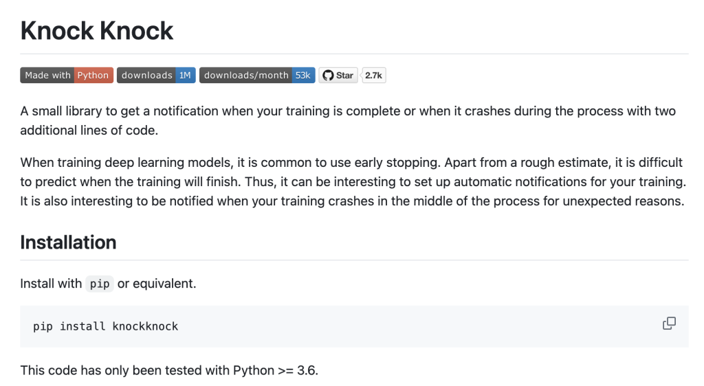 Knock Knock: A New Python Library to Get a Notification when Your Training is Complete with just Two Additional Lines of Code